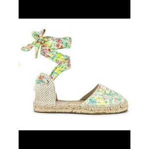 MANEBI LoveShackFancy Womens Green 0.5" Heel  Platform Leather Espadrilles 37